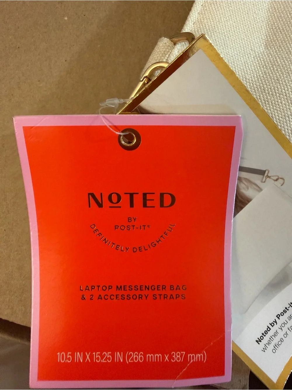 Laptop Canvas Crossbody Bag with Pink & Orange Strap